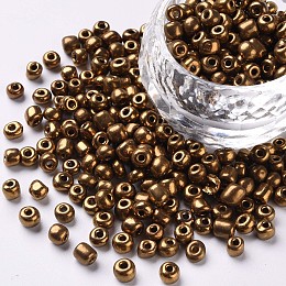 Honeyhandy 6/0 Glass Seed Beads, Metallic Colours, Coconut Brown, 4mm, Hole: 1mm, about 1000pcs/100g