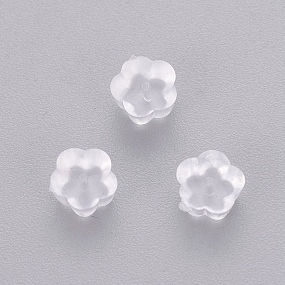 Honeyhandy Plastic Ear Nuts, Earring Backs, Plum Blossom, Clear, 5x5x3mm, Hole: 0.7mm