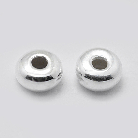 Honeyhandy 925 Sterling Silver Spacer Beads, Rondelle, Silver, 3x1.5mm, Hole: 1mm