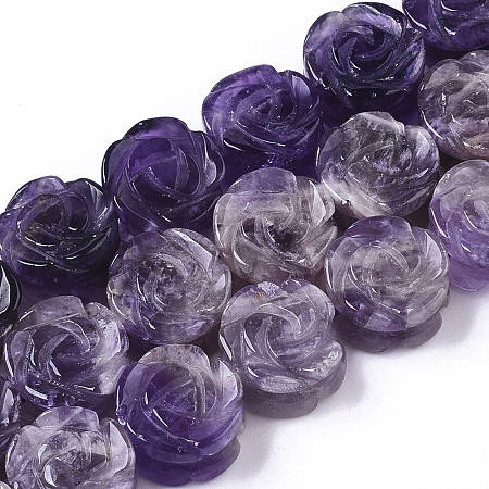 Arricraft Natural Amethyst Beads Strands, Rose, 13.5~14.5x6.5~8.5mm, Hole: 1.2mm, about 30pcs/Strand, 15.94 inches~16.14 inches(40.5~41cm)