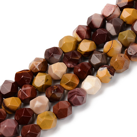 ARRICRAFT Natural Mookaite Beads Strands, Star Cut Round Beads, Faceted, 7~8x8mm, Hole: 1.2mm, about 42~44pcs/strand, 14.76 inches(37.5cm)