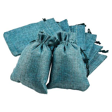 BENECREAT 30 Packs Burlap Bags with Drawstring Gift Bags Jewelry Pouch for Wedding Party Treat and DIY Craft - 5.5 x 3.9 Inch, Seagreen