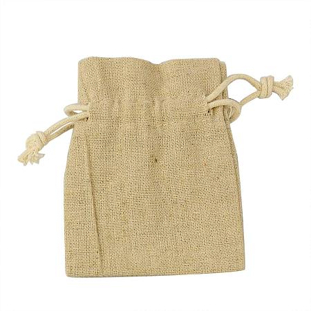 NBEADS 100PCS Small Jewelry Pouches Burlap Gift Bags with Drawstring Jute Sacks for Home Wedding Christmas Festival Event Decorations, 9.8x7.6cm