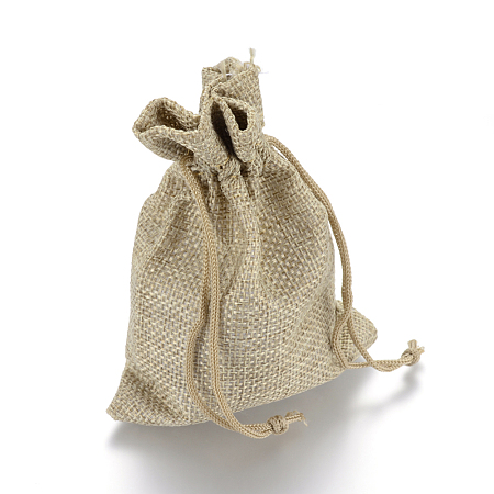 Honeyhandy Burlap Packing Pouches Drawstring Bags, Dark Khaki, 20x15cm