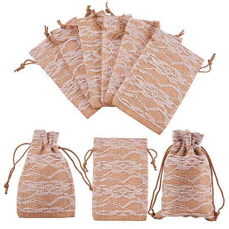 PandaHall Elite 20 Packs 5.5 x 3.7 Lace Burlap Bags with Drawstring Gift Bags Jewelry Pouch for Wedding and Valentine’s Party DIY Arts & Crafts Presents