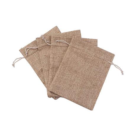 NBEADS 50PCS Drawstring Bags Brown Burlap Gift Bags Jewelry Pouches Bags for DIY Craft Wedding Party,17.8x13cm