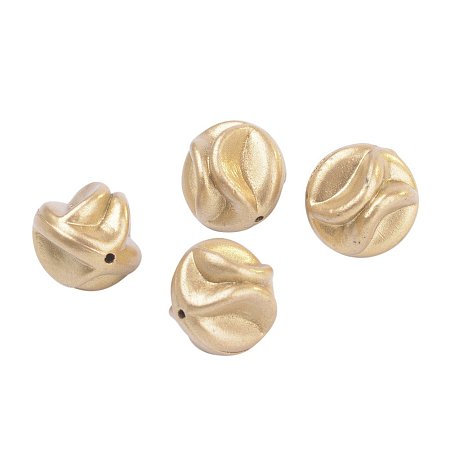 NBEADS 500g Spray Painted Acrylic Beads, Round, Matte Style, Gold, 15.5x15.5x14mm, Hole: 1.5mm; about 360pcs/500g