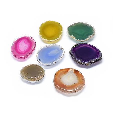 Honeyhandy Natural Agate Slices Mobile Phone Holders, Plastic Phone Expanding Stand Finger Holder, Dyed & Heated, Nuggets, Mixed Color, 47~64.5x42~56x11.5~12.5mm
