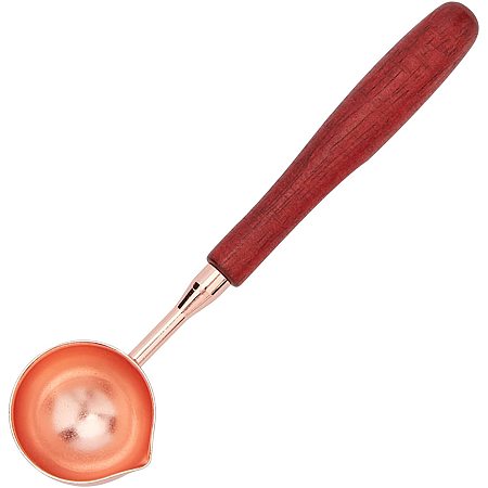 CRASPIRE Wax Seal Spoon Sealing Wax Spoon Wooden Handle Vintage 1.1 Inches Diameter Big Wax Seal Stamp Melting Spoon for Sealing Wax Beads for Wedding Invitations Gift Envelope