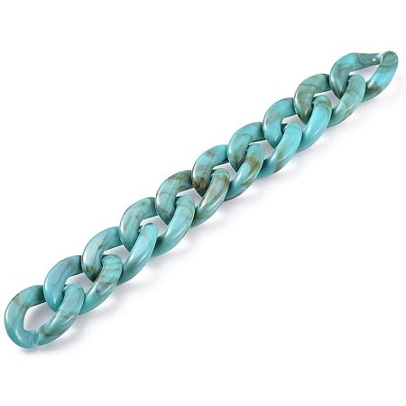 Arricraft 5 Strands 39.37 Inch Turquoise Acrylic Link Chain, Plastic Curb Chain for Neckalce, Bracelet, Earrings, Handbag, Sunglasses Holder