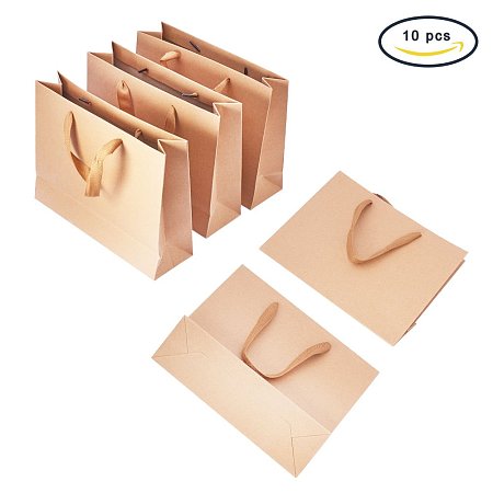 ARRICRAFT 10PCS Kraft Gift Bags Paper Shopping Handle Bags Mechandise, Wedding Favor Bags(8.3”x10.6”x3.1”)