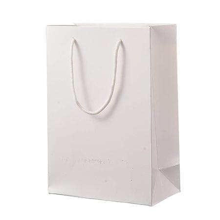 NBEADS 10PCS White Party Carrier Paper Bags with Handles Shopping Gift Bags 28x20x10cm