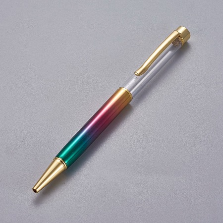 ARRICRAFT Creative Empty Tube Black Ink Ballpoint Pens, for DIY Glitter Epoxy Resin Crystal Ballpoint Pen Herbarium Pen Making, Golden, Colorful, 140x10mm