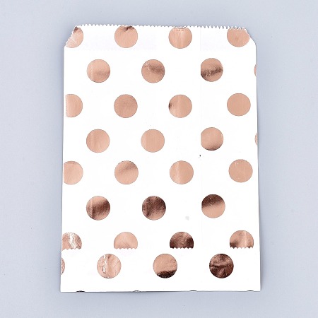 Honeyhandy Polka Dot Pattern Eco-Friendly Kraft Paper Bags, Gift Bags, Shopping Bags, Rectangle, Light Salmon, 18x13x0.01cm