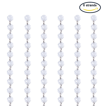 PandaHall Elite 6 Strand Crystal Glass Bead Chain Clear Chandelier Bead Lamp Strands for Wedding Table Centerpieces Wishing Tree Garland and Christmas Decoration
