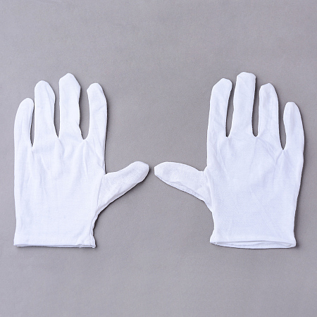 Honeyhandy Cotton Gloves, Coin Jewelry Silver Inspection Gloves, White, 210x140mm, 12pairs/bag