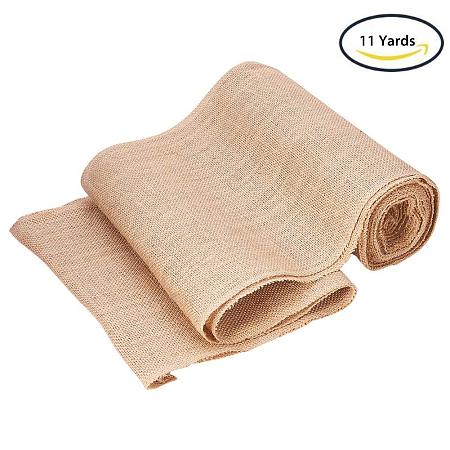 BENECREAT 10m/roll Jute Table Runners Rustic Burlap Sewed Edge Vintage Shabby Chic Wedding Table Decor Jute Outdoor Party Decor,11-7/8