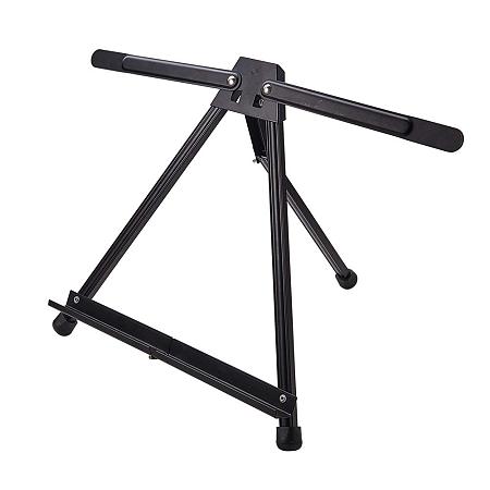 PandaHall Elite 1 Pack Aluminum Alloy Table Easel Tri-Pod Foldable Easel Artist Display with Rubber Feet Art Supply Table (Double Arms)