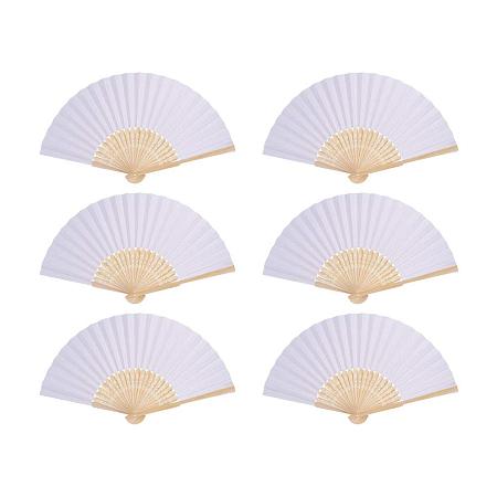 PandaHall Elite 10pcs White Paper Fan Chinese Handmade Blank Paper Folding Fans Bamboo Hand Held Fan for Wedding Gift Party Favors Home Office DIY Church DIY Decoration