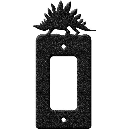 Arricraft 1 Set Dinosaur Stegosaurus Iron Single Gang Light Switch Wall Plate Cover Power Outlet Decoration Rectangle Black with Screw for Switch, Electric Outlets, GFCI and Dimmer About 3.1x6.3inch