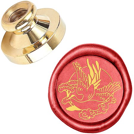 Pandahall Elite Wax Seal Stamp, 25mm Crane Pine Retro Brass Head Sealing Stamps, Removable Sealing Stamp for Wedding Envelopes Letter Card Invitations Bottle Decoration