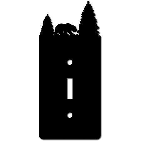 CREATCABIN Bear Trees Single Gang Toggle Light Switch Plate with Screws Unbreakable Wall Plate Faceplate Outlet Cover Replacement Receptacle Decorative Wall Art Signs Black 2.8 x 6.2inch