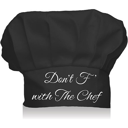 CREATCABIN Funny Chef Hat Don't F with The Chef Hat Adjustable Elastic Kitchen Catering Cooking Cap for Baker Men & Women Black