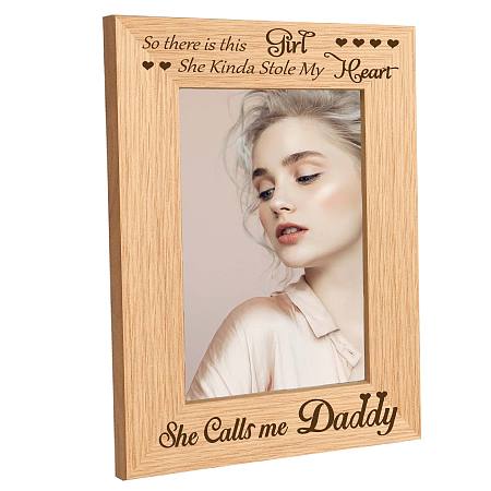 CREATCABIN Engraved Wood Frame- So There is This Girl She Calls Me Daddy Tabletop 4