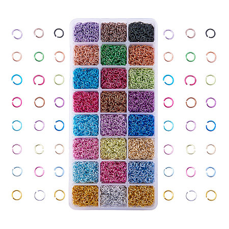 PandaHall 1 Box (about 8400PCS) 24 Color Aluminum Wire Open Jump Rings for jewelry Making Accessories 6x0.8mm