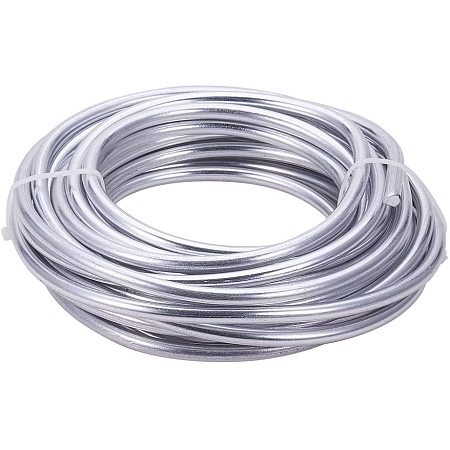 BENECREAT 23 Feet 3 Gauge Silver Aluminum Wire Bendable Metal Sculpting Wire for Floral Model Skeleton Art Making and Beading Jewelry Work