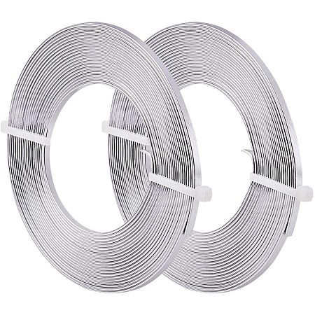 BENECREAT 32 Feet 2 Rolls 3mm Wide Primary Color Flat Jewelry Craft Wire 18 Gauge Aluminum Wire for Bezel, Sculpting, Armature, Jewelry Making