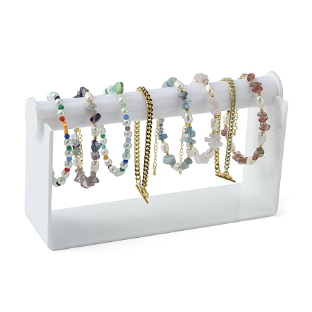Honeyhandy Organic Glass Bracelet Displays, with Acrylic, White, 20.2x6x12cm