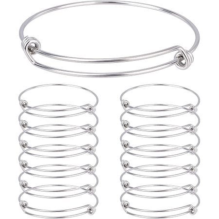 DICOSMETIC 16pcs 61mm 304 Stainless Steel Expandable Bangles Adjustable Wire Bracelets Blank Cuff Bracelets for Necklace Pendant Bracelet Jewelry Making