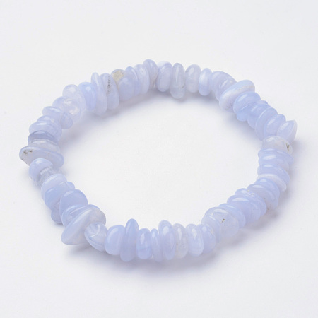 Honeyhandy Natural  Blue Lace Agate Beaded Stretch Bracelets, 2-1/8 inch(54mm)