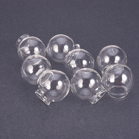 PandaHall Elite Handmade Blown Glass Beads, Glass Globe, Clear, 27x25mm, Hole: 13mm; Opening Diameter: 14~15mm; about 20pcs/box
