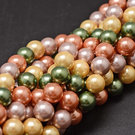 ARRICRAFT Shell Pearl Bead Strands, Grade A, Round, Colorful, 8mm, Hole: 1mm, about 54pcs/strand, 16 inches