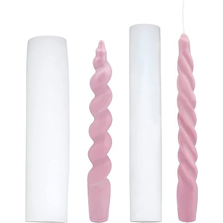 SUPERFINDINGS 2 Style Silicone Candle Mould Twist Rod Candle Mould Twisted Candlestick Silicone Candle Mold Rotating Screw Rod Candle Mould DIY Spiral Taper Candle Silicone Mold for Candle Making