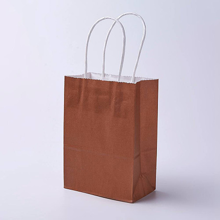 Honeyhandy kraft Paper Bags, with Handles, Gift Bags, Shopping Bags, Rectangle, Saddle Brown, 15x11x6cm