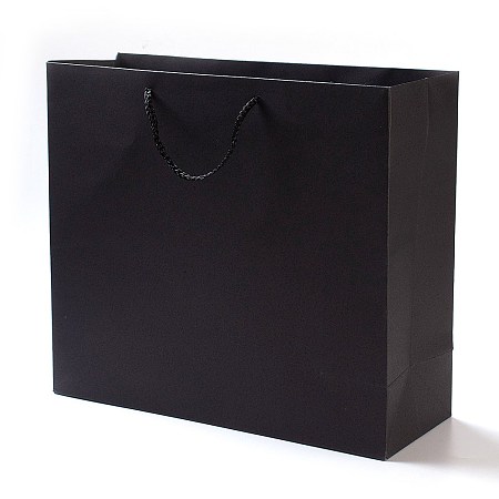 Honeyhandy Paper Bags, Gift Bags, Shopping Bags, with Handles, Rectangle, Black, 28x32x11.5cm