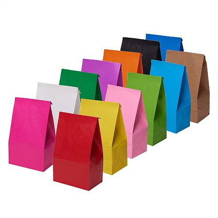 PandaHall Elite 52 pcs 13 Colors 0.9x0.5x0.3 Inch Kraft Paper Bags Wrapping Pouch Gift Bag Flat Bottom Lunch Bags for Birthday Wedding Party Gift Decoration Home