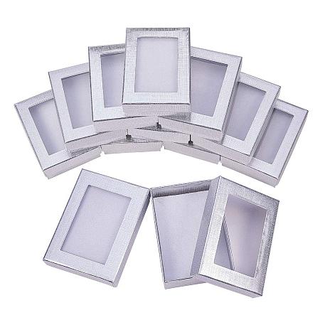 NBEADS 10PCS Silver Gift Boxes Presentation Box with Padding - Birthday Gift Box - Necklace Box Earring Box Ring Box Cardboard Jewelry Boxes 3.54