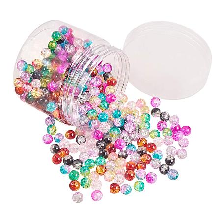 PandaHall Elite 350pcs 8 mm Crackle Glass Beads Colorful Split Glass Round Beads for Bracelet Necklace Earrings Jewelry Making