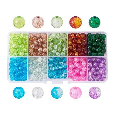 ARRICRAFT 1 Box (about 600pcs) 10 Color Handcrafted Crackle Lampwork Glass Round Beads Assortment 6mm Lot for Jewelry Making