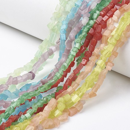 Nbeads Cat Eye Beads Strands, Nuggets, Mixed Color, 5~9x4~6mm, Hole: 1mm