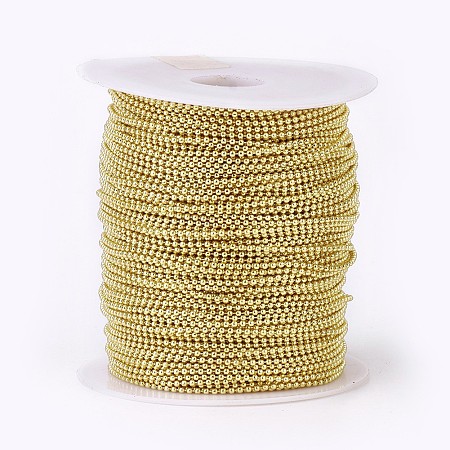 Honeyhandy Iron Ball Chains, Soldered, with Spool, Electrophoresis, Yellow, 1.5mm, about 100yards/roll(91.44m/roll)