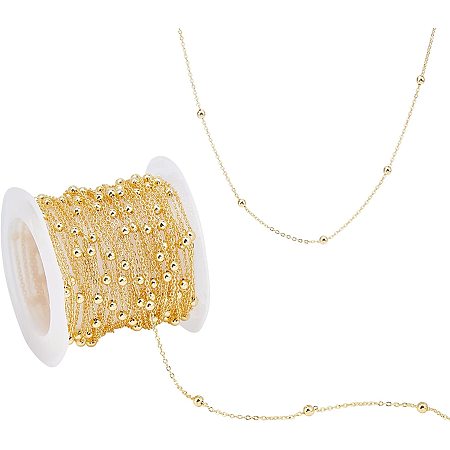 AHANDMAKER 16Ft Gold Satellite Chain, 3mm Balls Beaded Cable Chain Bulk  Brass Beading Cable Link Craft Chain with Spool for DIY Craft Jewelry  Necklace Bracelet Making 