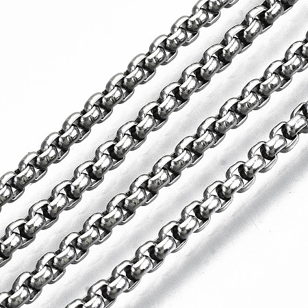Honeyhandy 304 Stainless Steel Venetian Chains, Box Chains, Unwelded, Stainless Steel Color, 2x2x1mm, about 82.02 Feet(25m)/roll