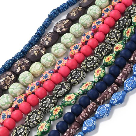 ARRICRAFT Handmade Polymer Clay Beads Strands, Mixed Color, 14~34x11~26x8~16mm, Hole: 1.5~2.5mm, 14.96''~16.14''(38~41cm), about 11~38pcs