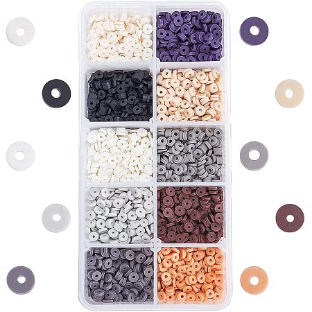 Pandahall Elite 3800pcs Vinyl Heishi Beads Environmental Handmade Polymer Clay Spacer 4mm Flat Beads for Surfer Chocker Necklace Bracelet Earrings Jewelry Making (10 Colors)