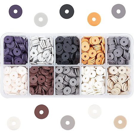 Pandahall Elite 2000pcs 8mm Polymer Clay Beads Morandi Series Colors Round Clay Chip Beads Heishi Vinyl Disc Beads Clay Polymer Spacer Bead Clay Chip Beads for Jewelry Necklace Bracelet Making
